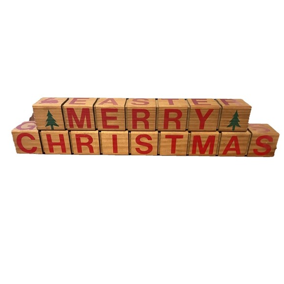 Reversible Holiday Blocks Christmas Easter Valentine's Welcome Friends - Picture 1 of 6
